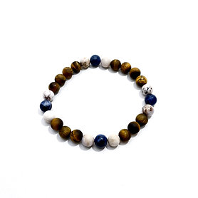 Sunset Dumortierite, Smoky Dendritic Agate and Tigers Eye Bracelet