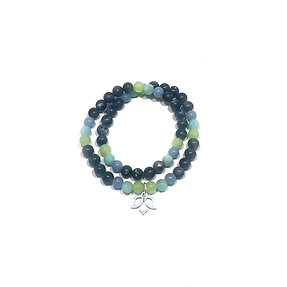 Green Calcite, Amazonite, Angelite and Norwegian Moonstone Double Wrap Bracelet