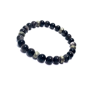 Silver Sheen Obsidian and Pyrite Bracelet