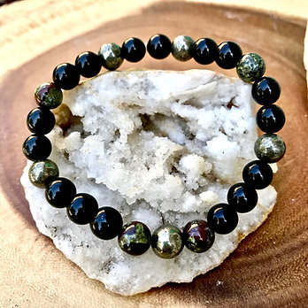 Obsidian, Pyrite and Dragons Blood Jasper Bracelet