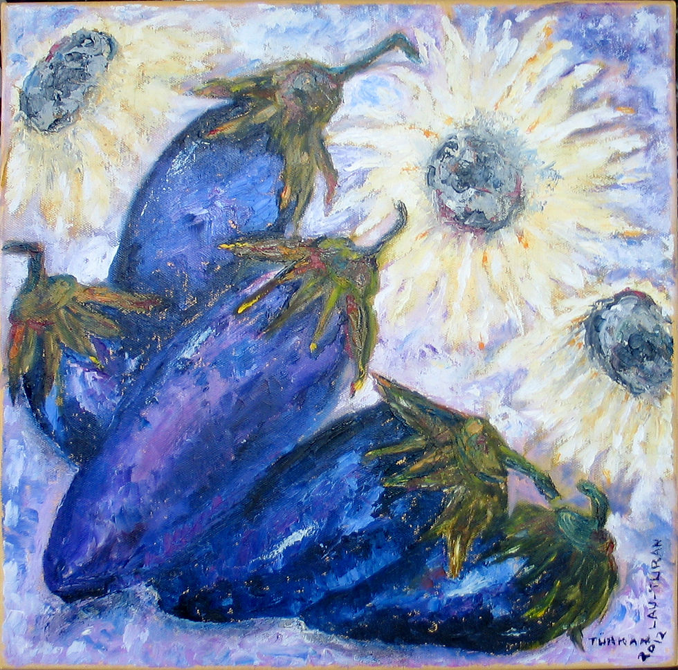 Auberginen mit Sonnenblumen