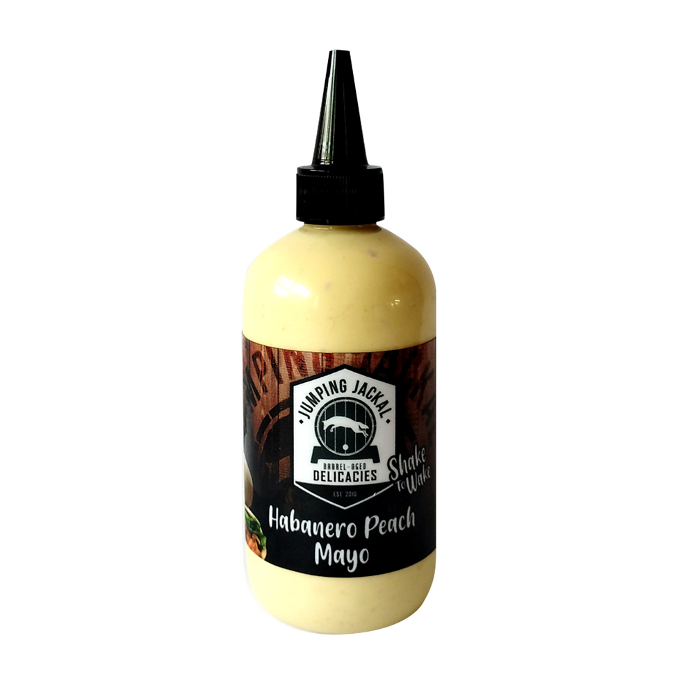 front view Jumping Jackal Habanero Peach Mayo 250ml