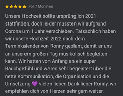 Positive Rezension für mich als Hochzeits DJ