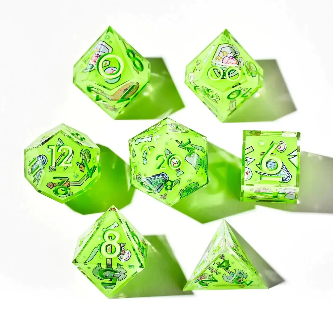 Dispel Dice: "Death By Ooze" 7-Piece Polyhedral Dice Set