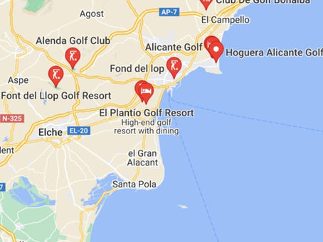 Sex golfbanor nära Gran Alacant