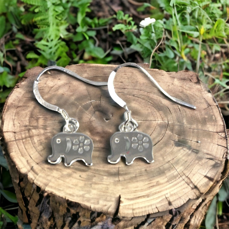 Thumbnail: Sterling silver elephant earrings 