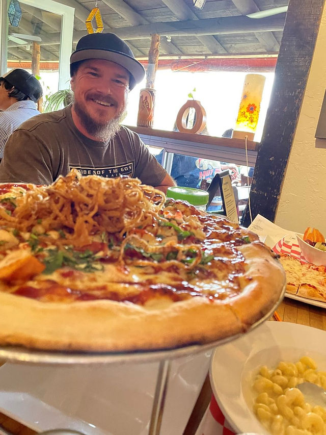 Pizza at local restaurant in Sedona Arizona travel dining.