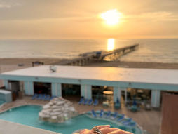 Sunrise over the Gulf of Mexico from our balcony at Courtyard South Padre Island.