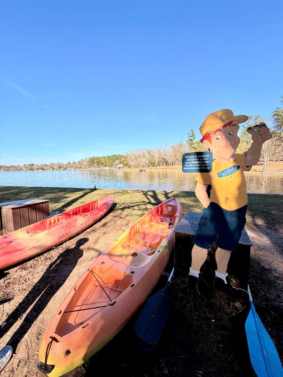 Kayak rentals at Lake Livingston State Park on Lake Livingston.