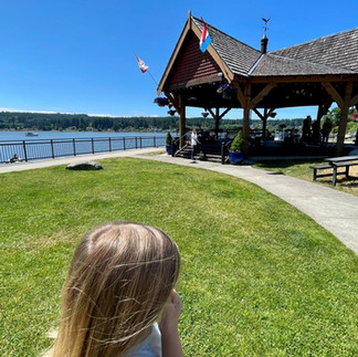 Waterfront park and pavilion in downtown Poulsbo, Washington.