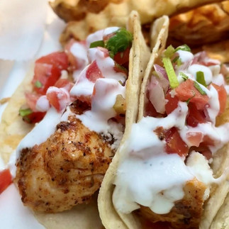 Fish tacos served at a waterfront restaurant in South Padre Island, Texas.
