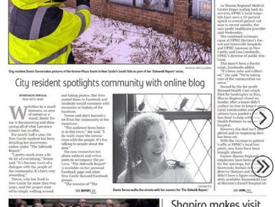 Front page news! in "The New Castle News" PA.