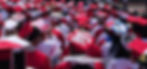 Red and white graduation caps