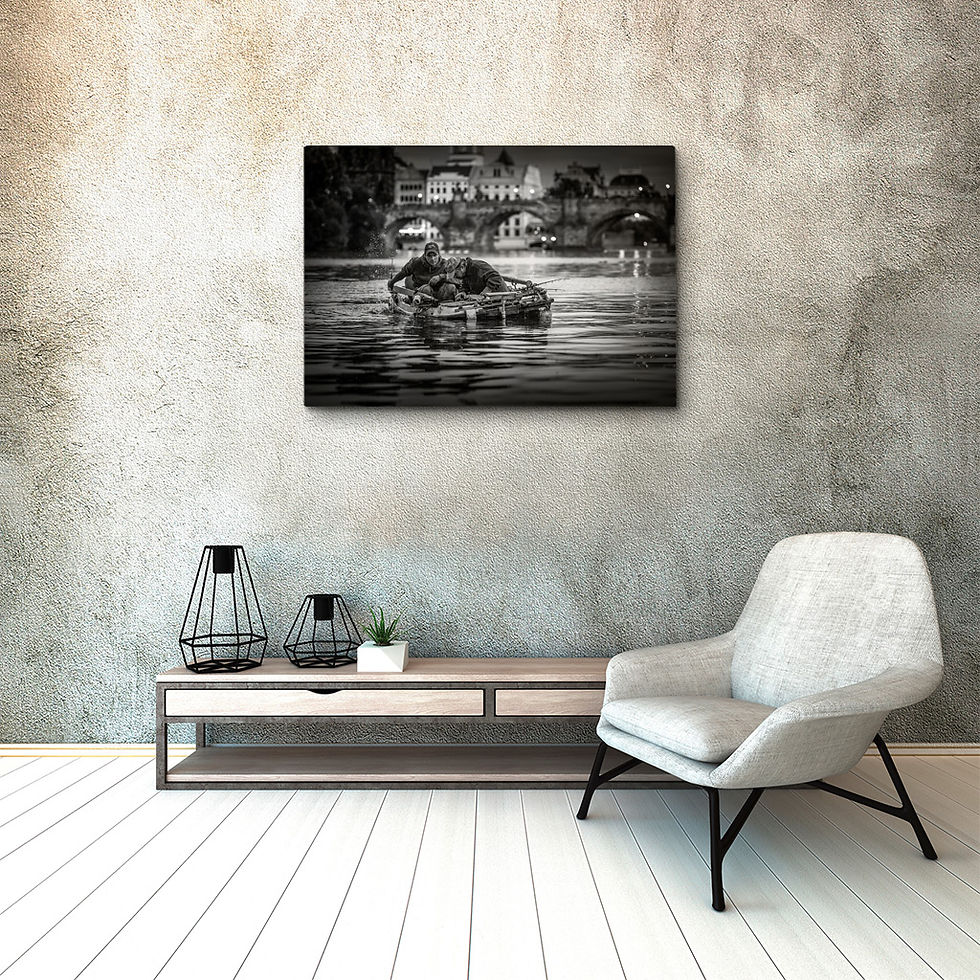 Miniaturbild: Fotokunst online kaufen - ***Two Men in a Boat Prague*** - Bergauer Fotografie