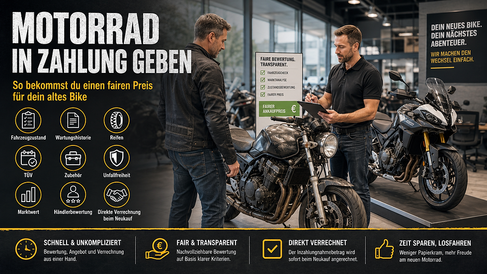 Motorrad in Zahlung geben: So bekommst du einen fairen Preis für dein altes Bike