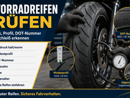 Motorradreifen prüfen: Luftdruck, Profil, DOT-Nummer und Verschleiß erkennen