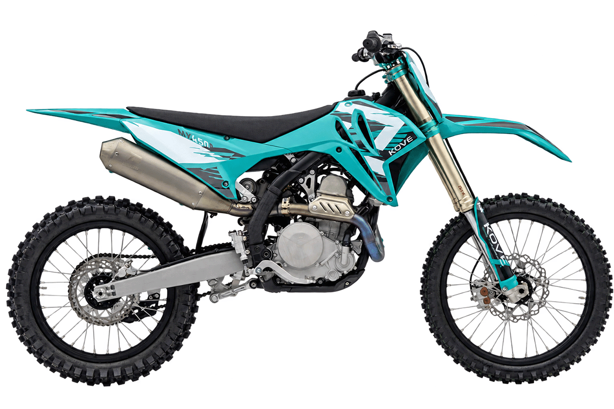 KOVE MX450 CROSS R in Racing Teal, freigestellte Ansicht von rechts