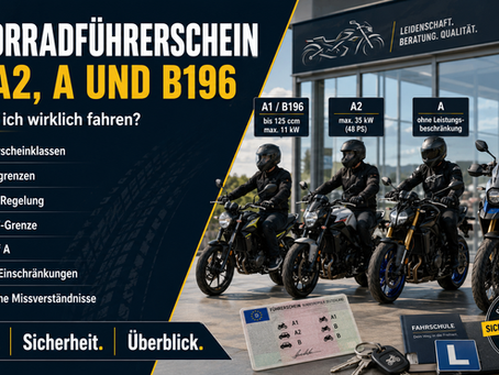 Motorradführerschein A1, A2, A und B196: Was darf ich wirklich fahren?