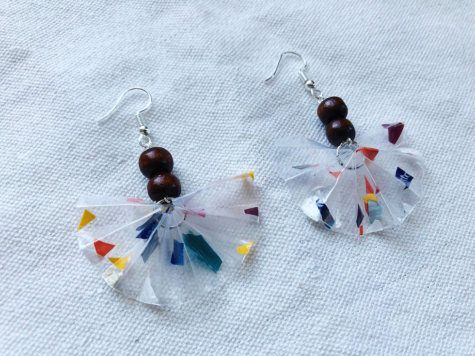 Thumbnail: G I A N N A - Terrazzo Pleated Dangle Earrings
