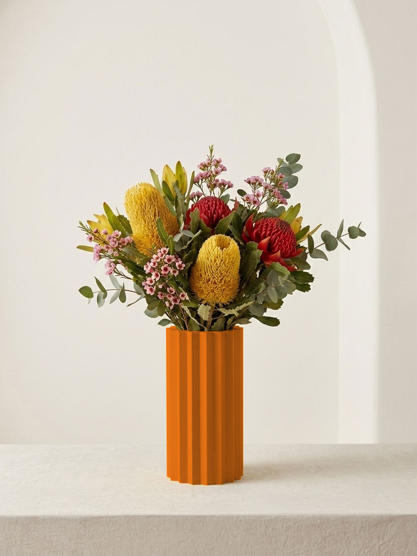 Thumbnail: Vibrant Ribbed Cylinder Vase