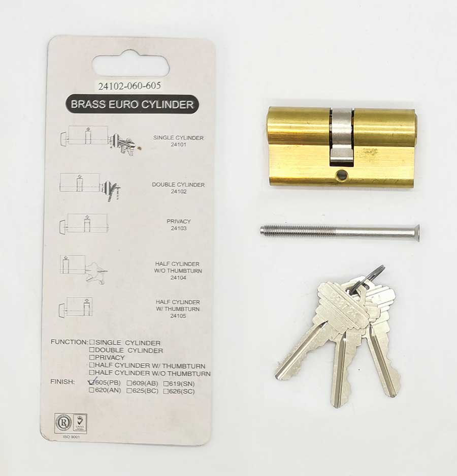 Thumbnail: Brass Euro Cylinder Double 24102-060-605 PB 3315
