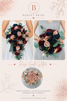 Rose Gold Glitter Artificial Wedding Flowers