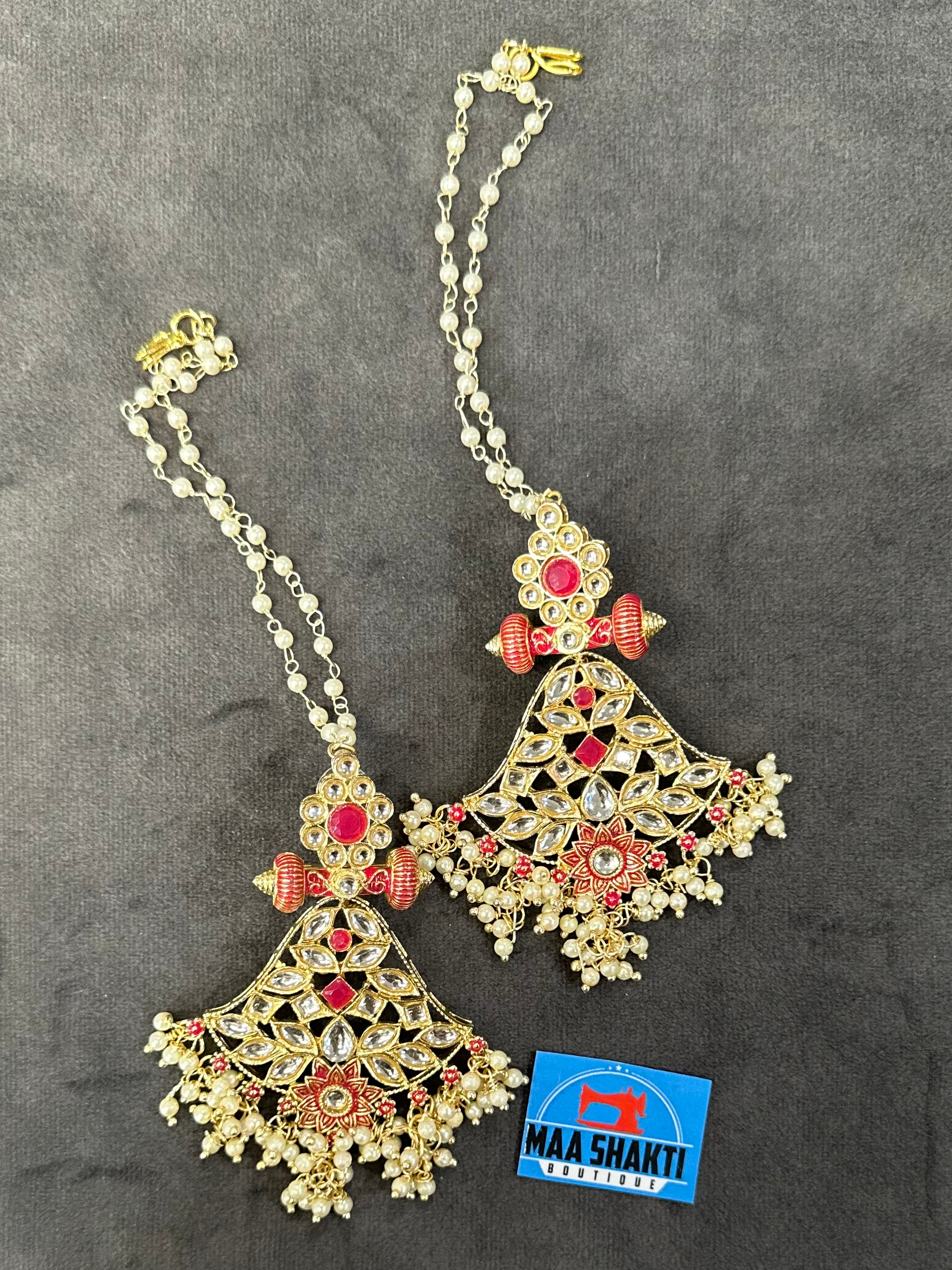 Pink Meena and Polki Earring