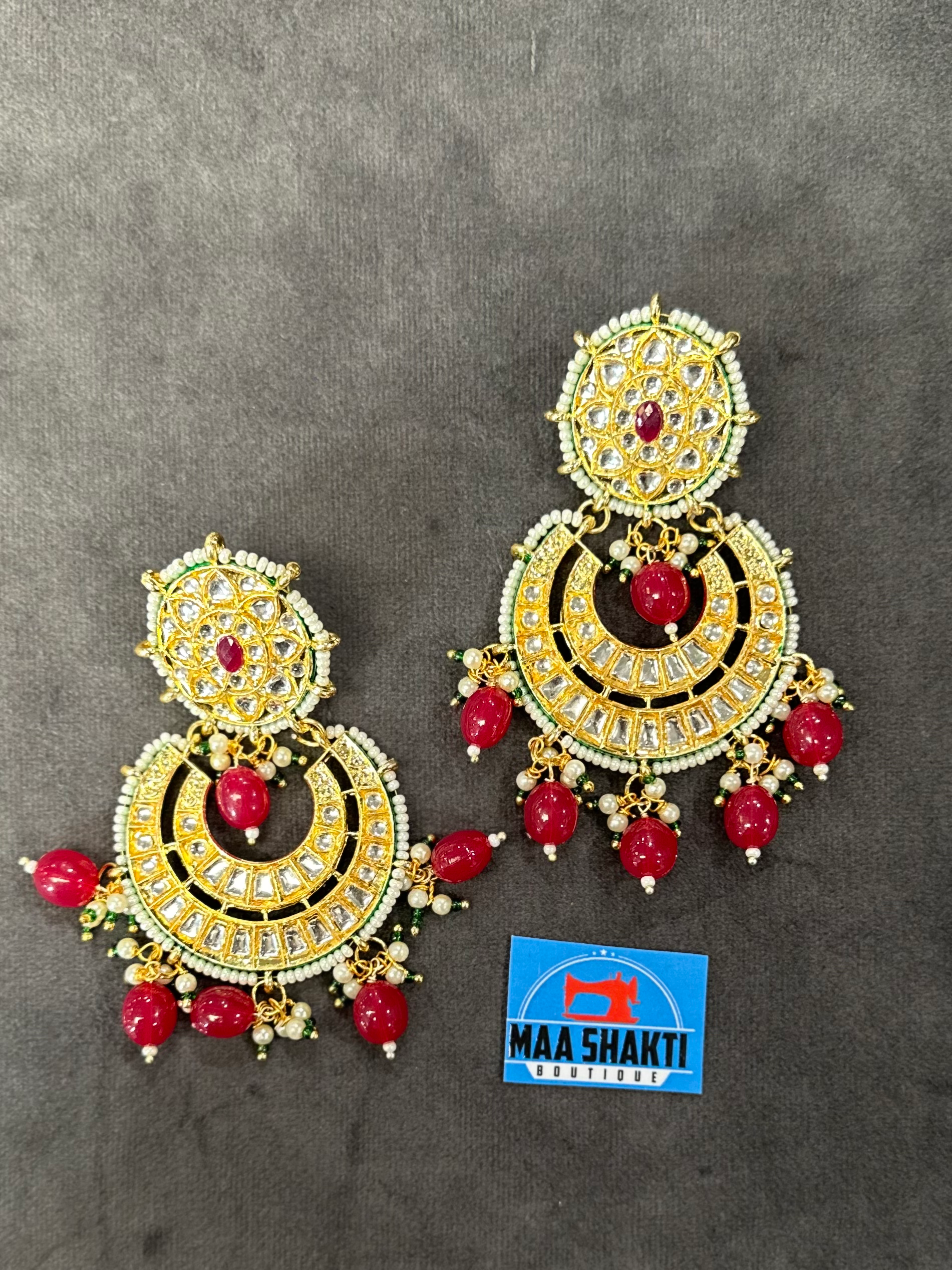 Red & Moti Earring