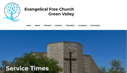 Website home page for Evangelical Free Church of Green Valley