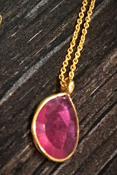 Thumbnail: Handmade Fine Gold Ruby Statement Necklace