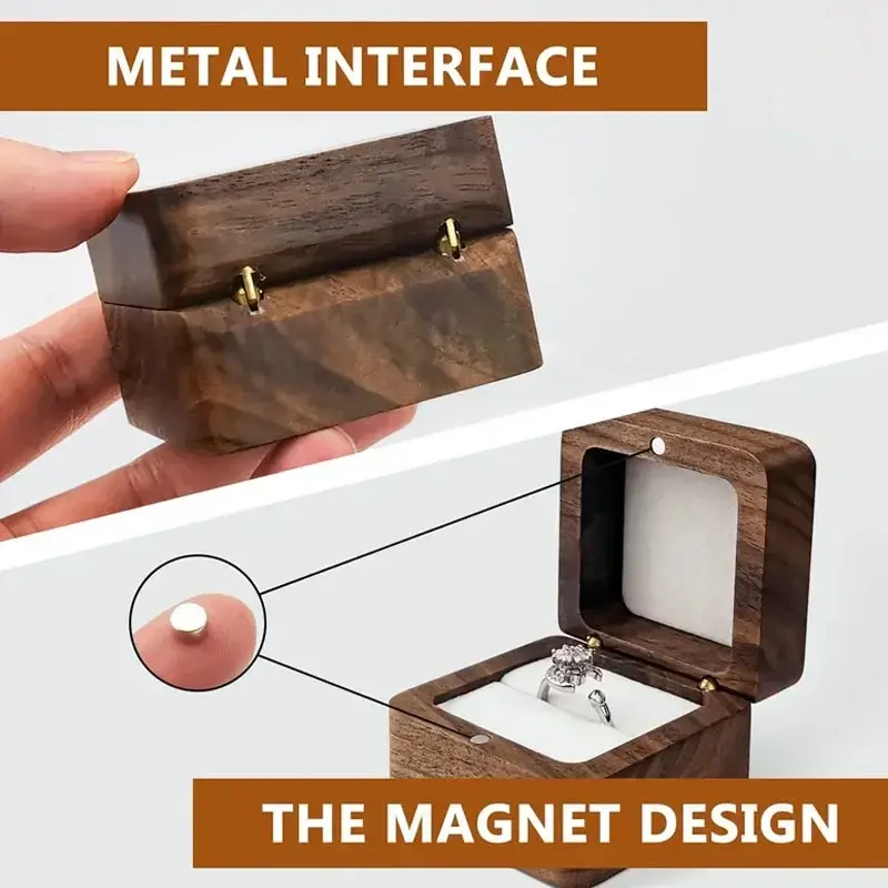 Thumbnail: 1pcs Free Custom Wooden Ring Box Personalized customization Wedding Anniversary 