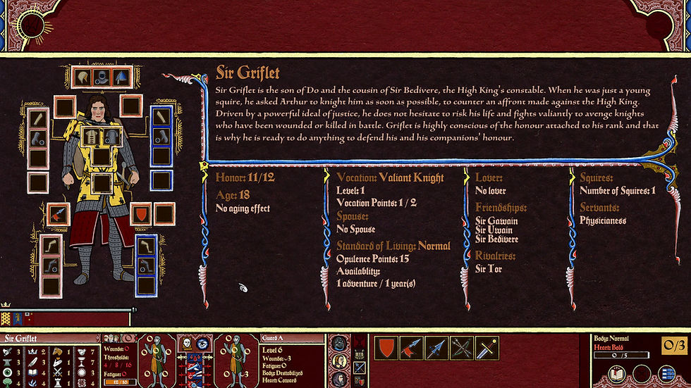 Character sheet from the old interface, with character on the left.