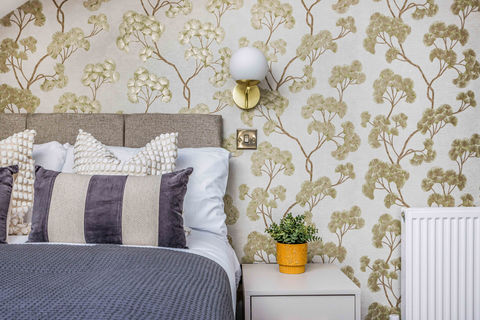 Luxury bedroom interiors with luxury wallpaper