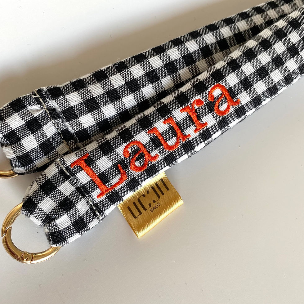 Miniatura: Cuelga móvil personalizado. VICHY pequeño negro