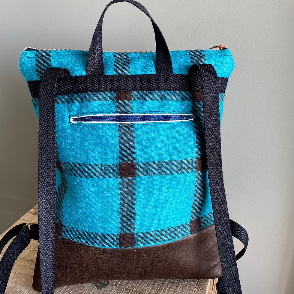 Miniatura: Mochila aguamarina cuadros