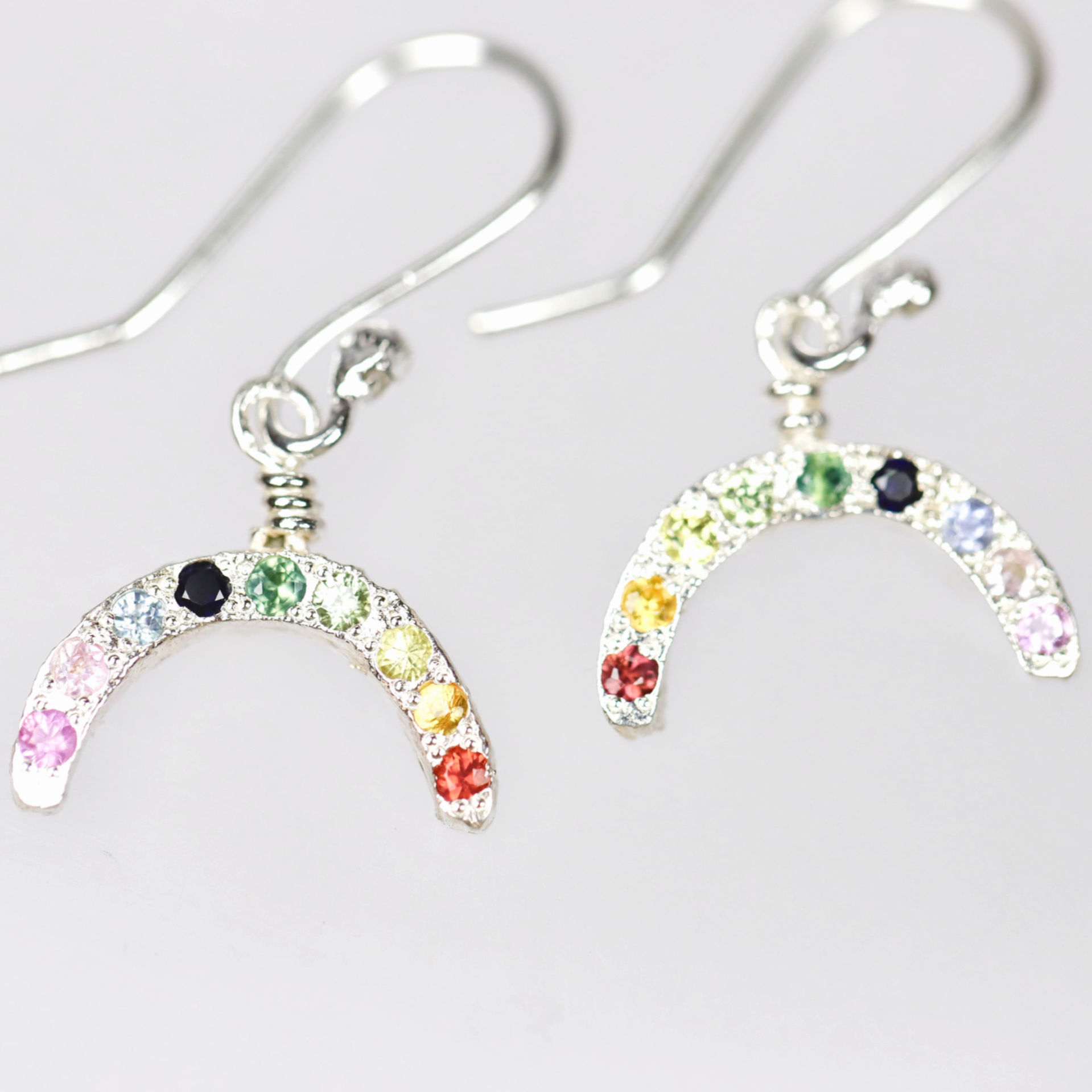 Rainbow Sapphire Drops in Silver by Natalie Salisbury