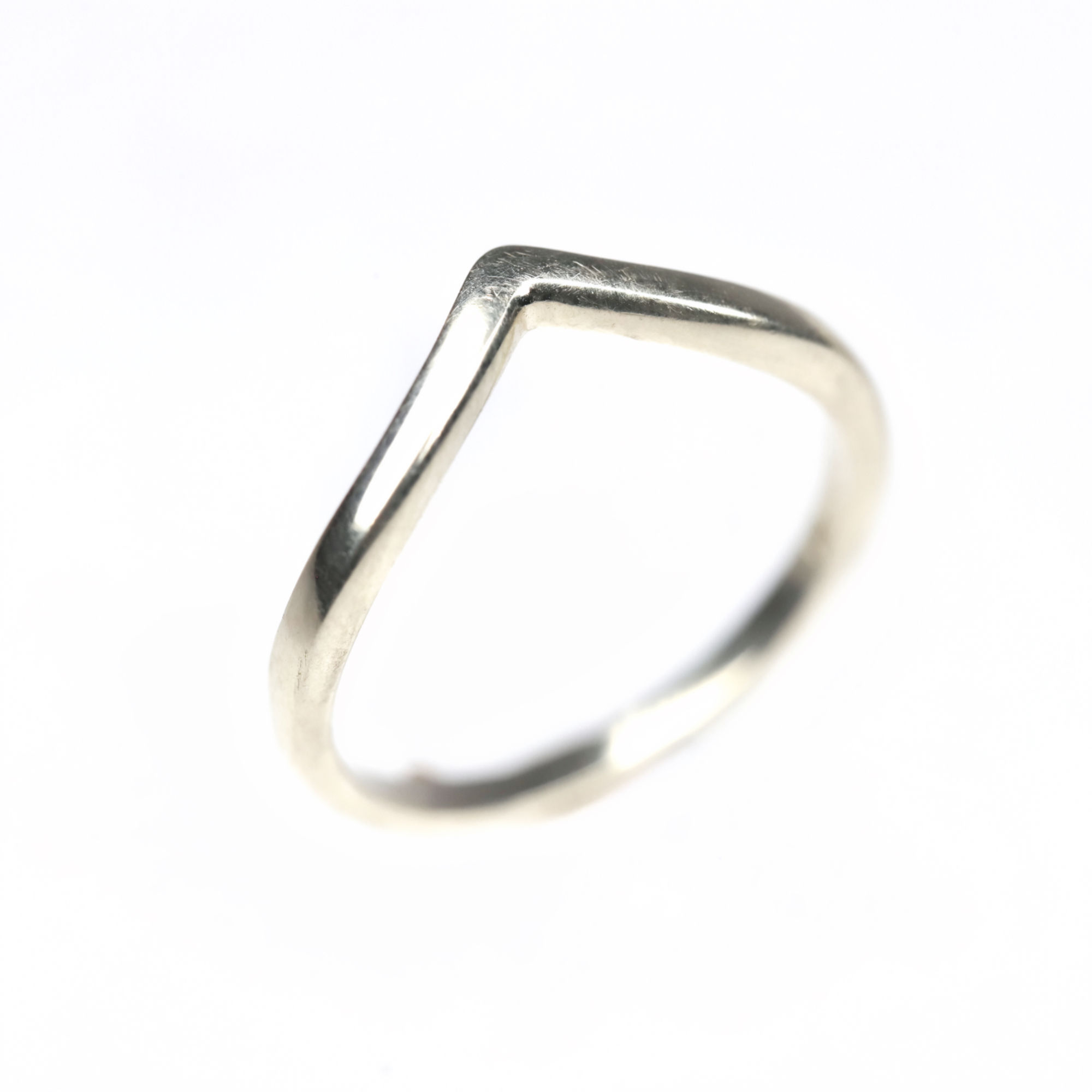 White Gold V Stacker Ring