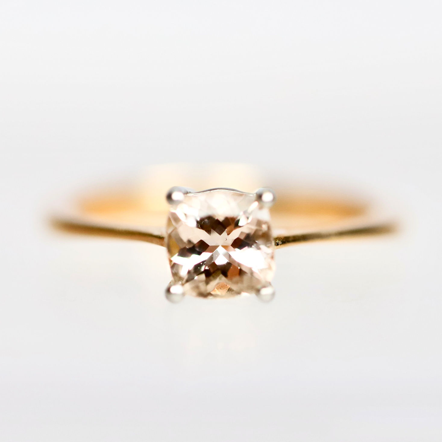 Pink Morganite Rose Gold & Platinum Ring