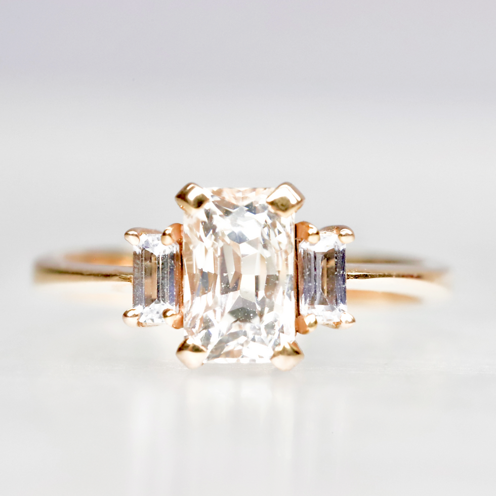 Thumbnail: Peach and White Sapphire Rose Gold Ring