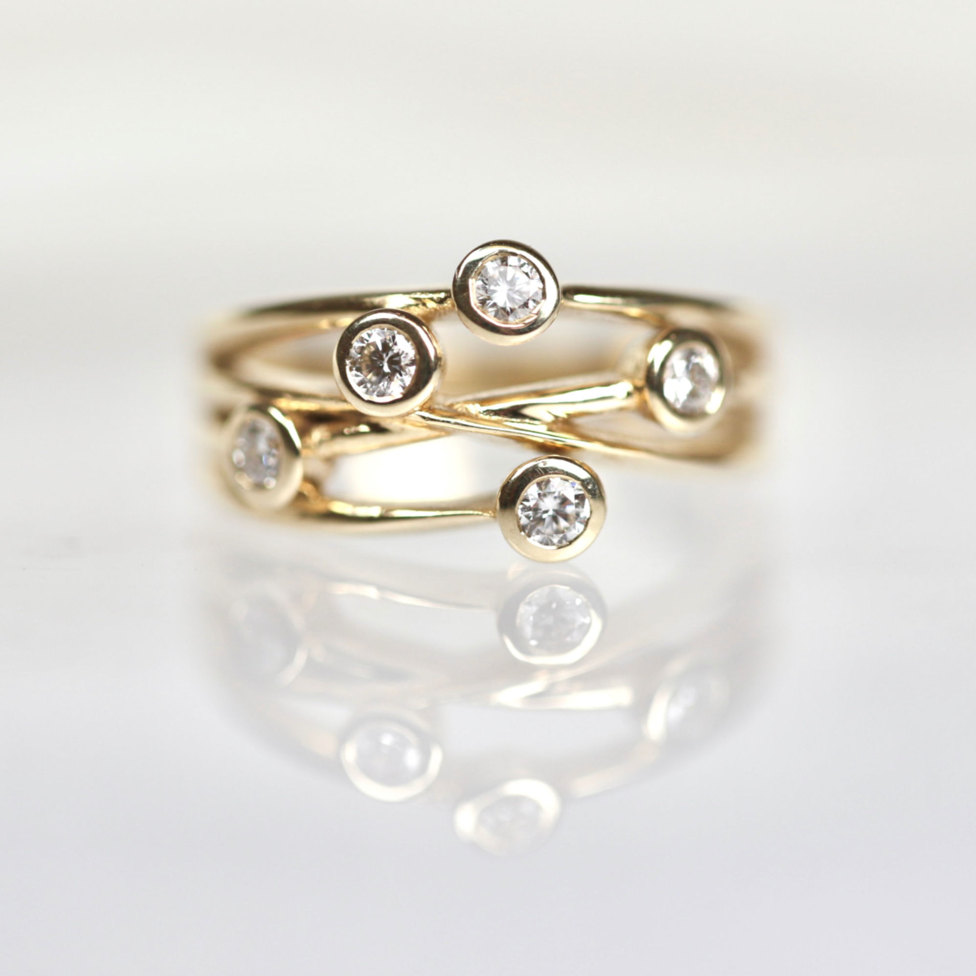 Basket of Dreams Ring - natural diamonds and gold