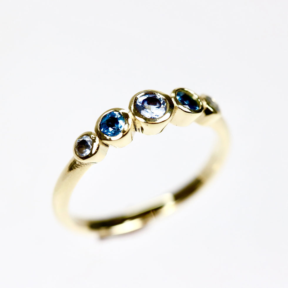 blue topaz, topaz, rings, gold ring, hula ring, vu jewellers, queenstown, New Zealand, handmade ring, jeweller, topaz ring
