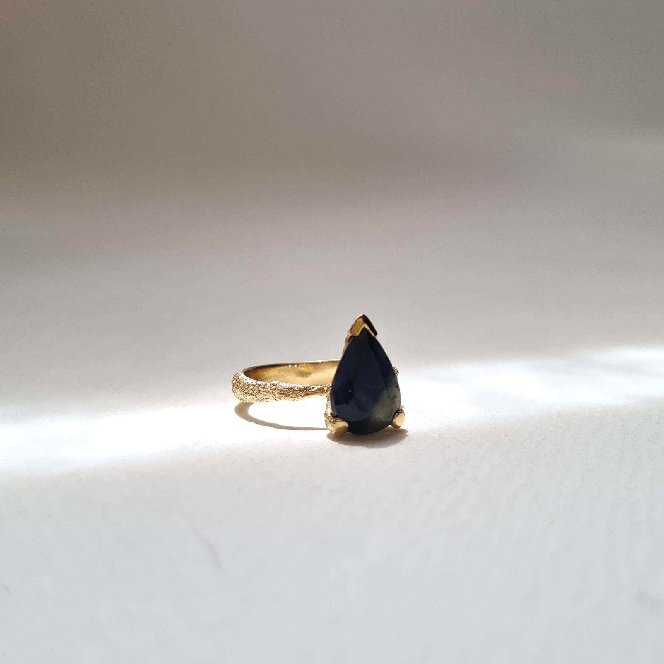 Dusted Teal Sapphire Ring by Natalie Salisbury