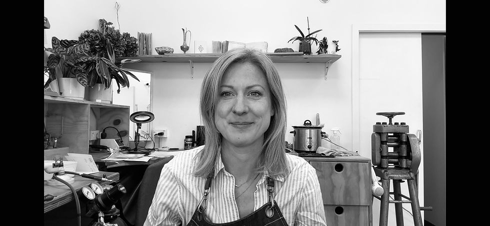 Claire in the Vu Jewellers workshop, Queenstown. Where engagement and wedding rings are made.