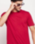 Man in red shirt, sunglasses