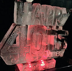 Happy 40th birthday ice sculpture