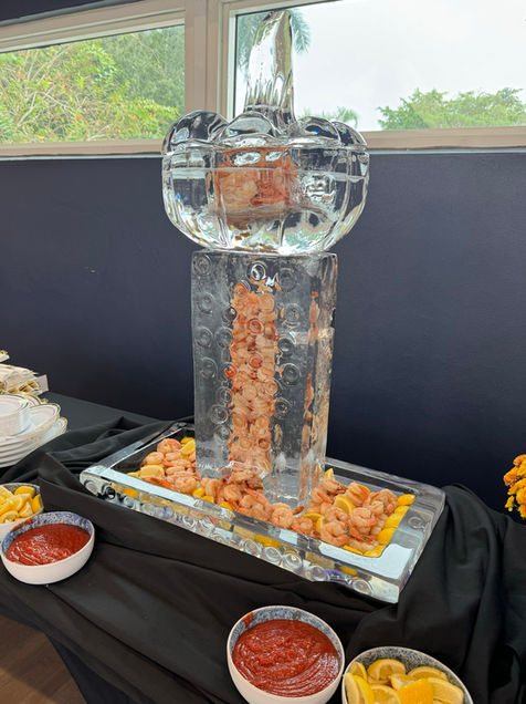 Shrimp Tower with Hollowed Out Pumpkin.