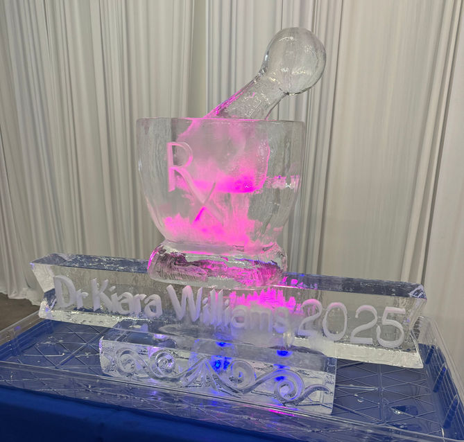Graduation Ice Carving for a Pharmacist.