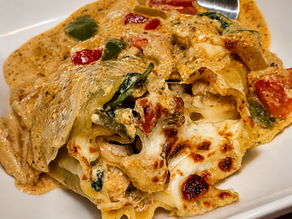 Cast Iron Chicken Alfredo Lasagna Roll-Ups