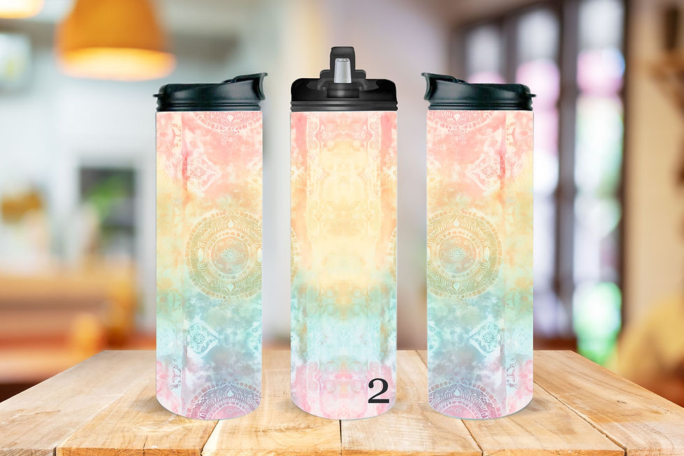 Thumbnail: PASTEL BOHO DESIGN SKINNY TUMBLER & SPORTS BOTTLE
