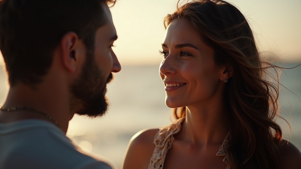 Close-up view of a couple discussing their feelings